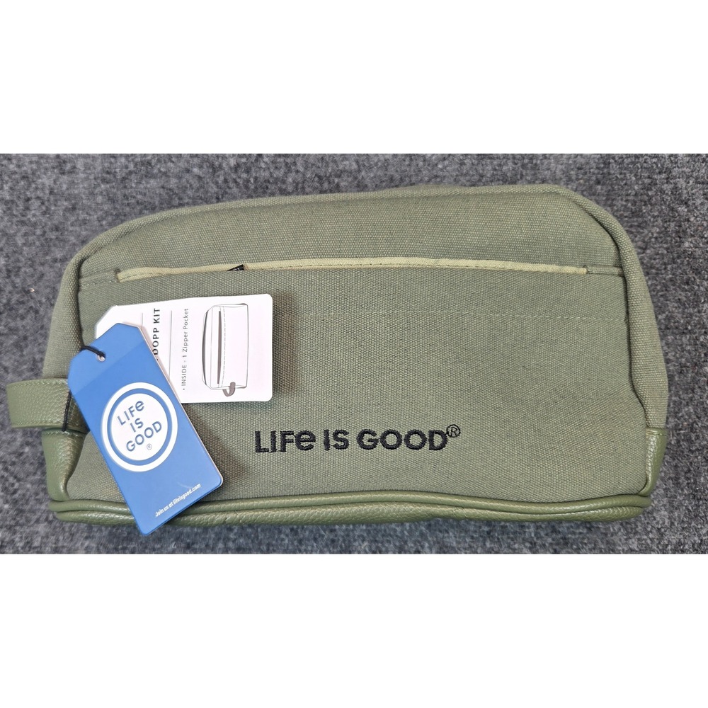 NEW Life is Good Mens Dopp Kit Moss Green Canvas Toiletry Bag LIGBAGMR9